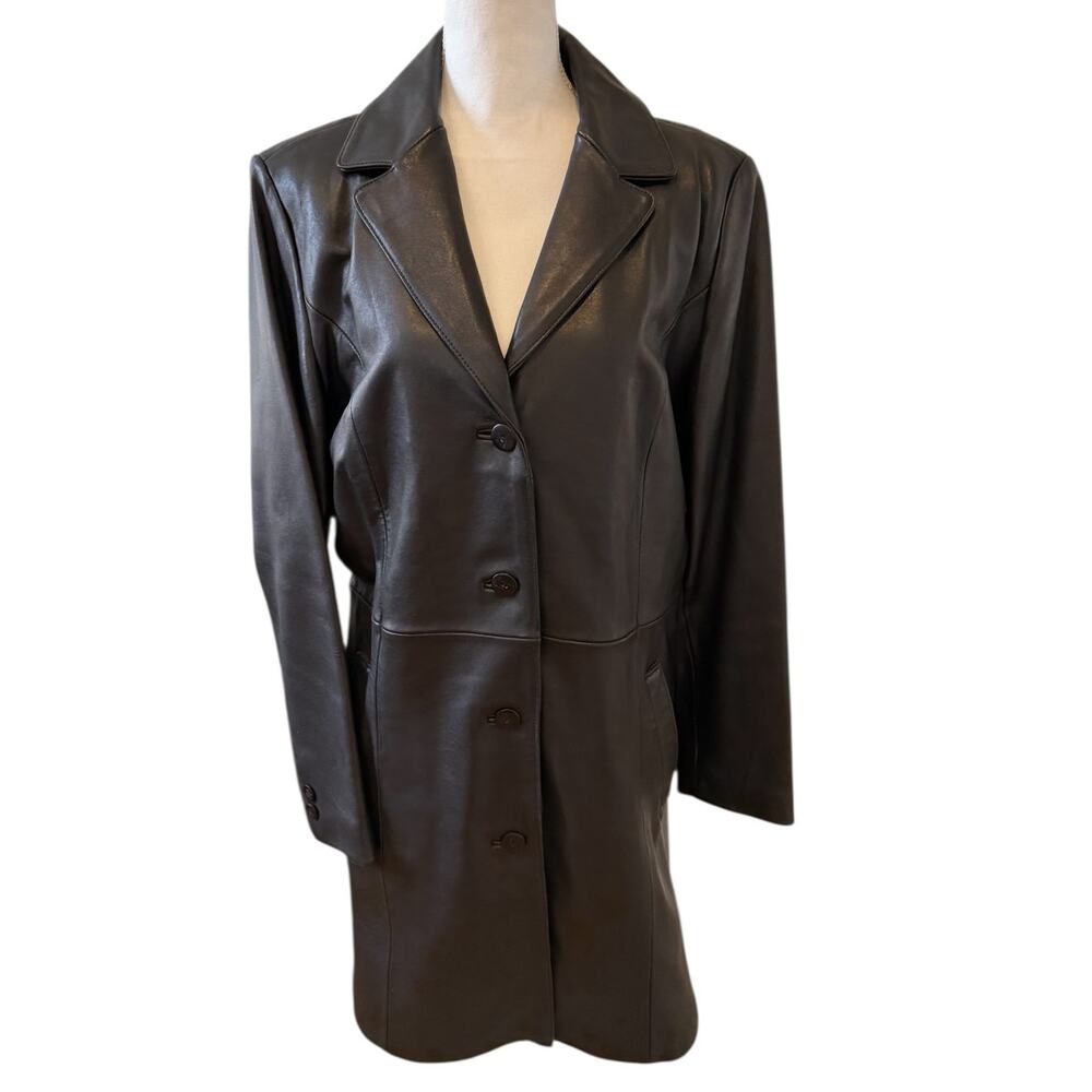 Juliet Michelle by Johnathan Adler Longline Leather Jacket Black XL